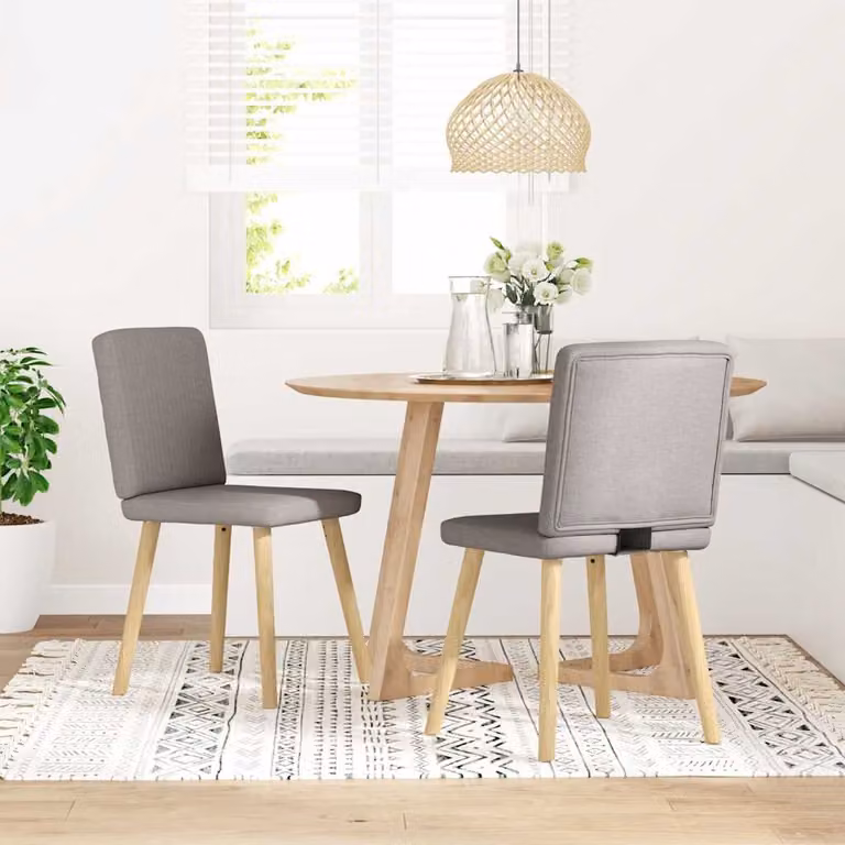 Set di 2 sedie da pranzo vidaXL in tessuto color tortora con struttura in legno e metallo per soggiorno e cucina