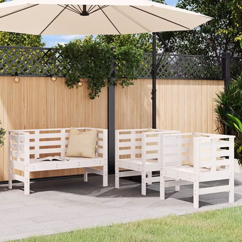 Maison Exclusive - Set da giardino 3 pezzi bianco in legno massello di pino