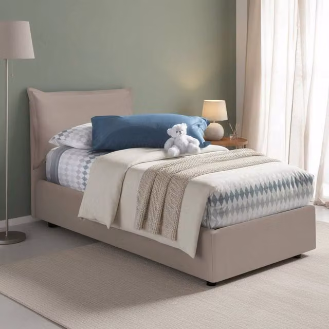 Anathema, Letto Singolo Contenitore Made in Italy, Grigio Tortora