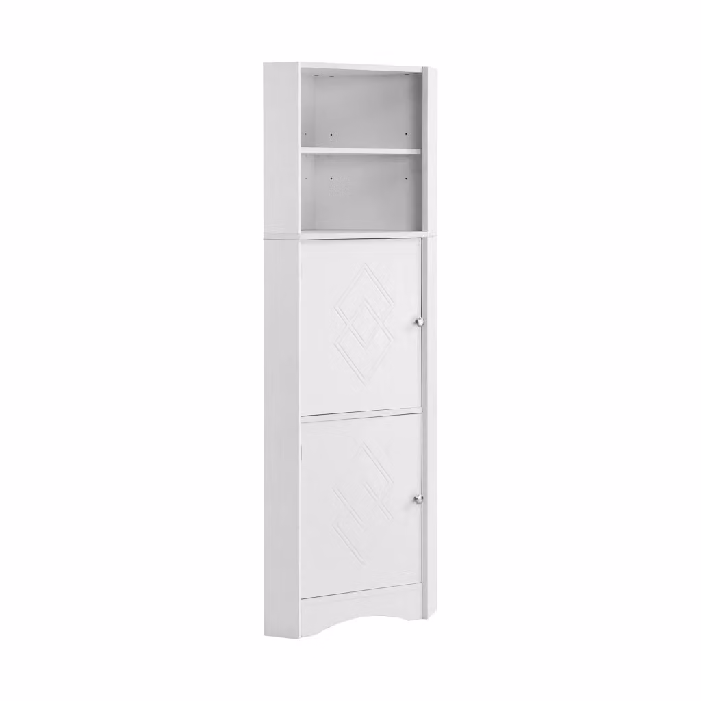 Armadietto angolare per bagno Minimal bianco in legno multistrato L/P/H: 36.5 x 36.5 x 155 cm – 2
