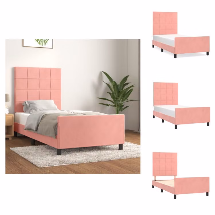 vidaXL Letto con testiera in velluto rosa 90x200 cm - Letti & Reti