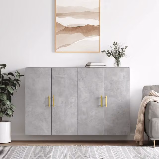 Set di 2 mobili a parete moderni vidaXL in legno grigio opaco L/P/H: 69,5 x 34 x 90 cm
