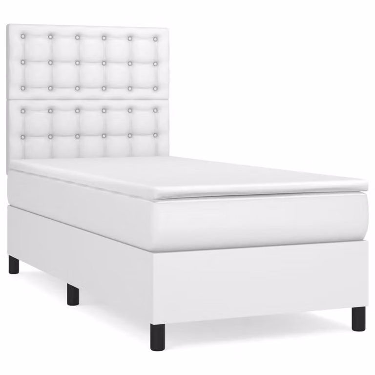 Giroletto a Molle con Materasso Bianco 80x200 cm in Pelle finta