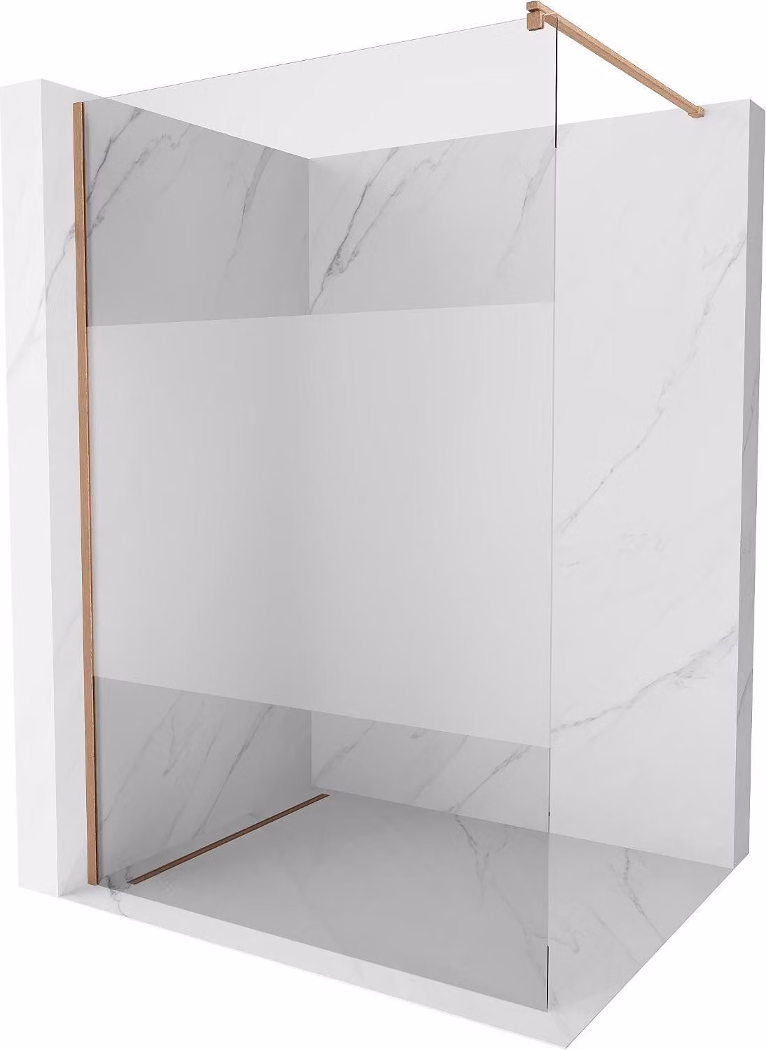 Mexen Kioto parete doccia Walk-in 90 x 200 cm, trasparente/frost 8 mm, rame spazzolato - 800-090-101-65-35