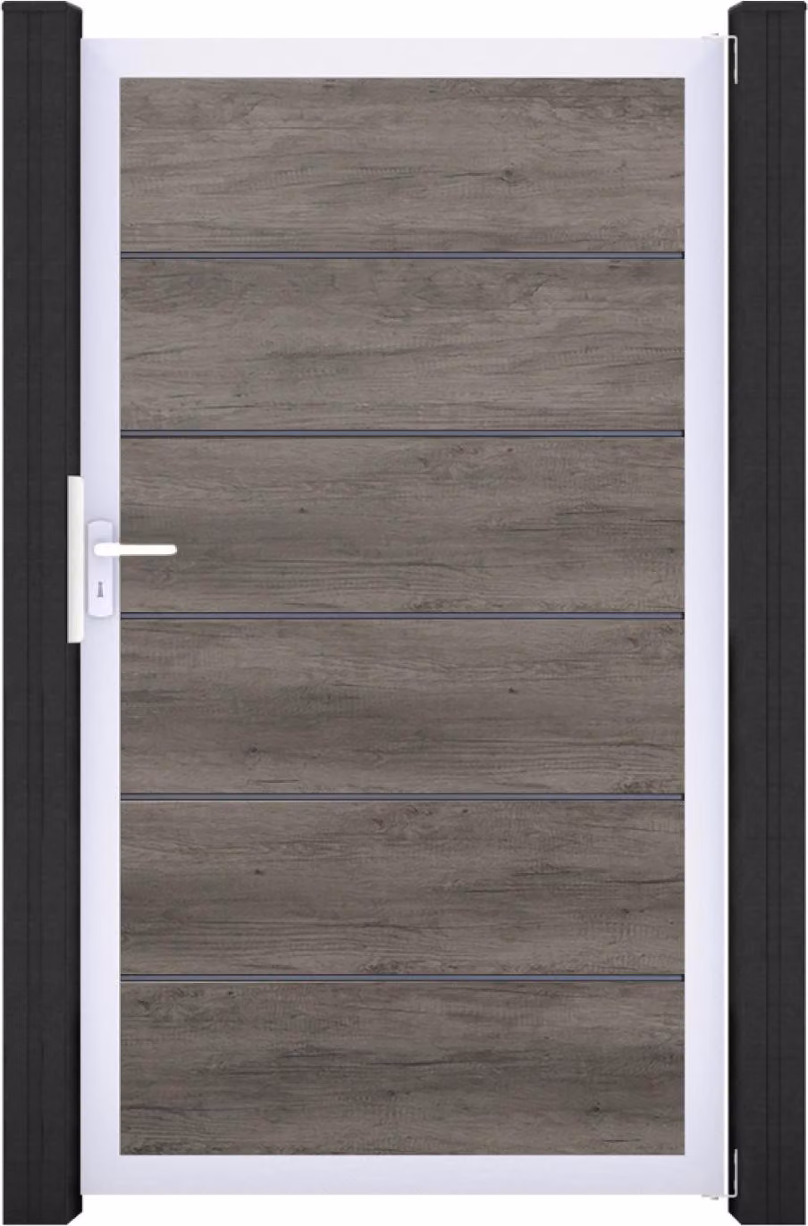 Sistema a innesto GroJa BasicLine PVC Premium porta singola universale con telaio in alluminio monument_oak