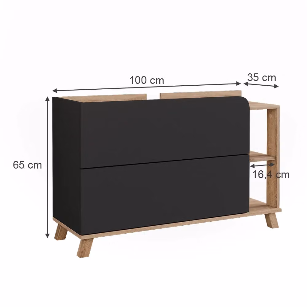 Mobiletto per lavabo Karen Vicco Sonoma/Antracite con 2 cassetti L: 100 cm, P: 65 cm, H: 35 cm – 2