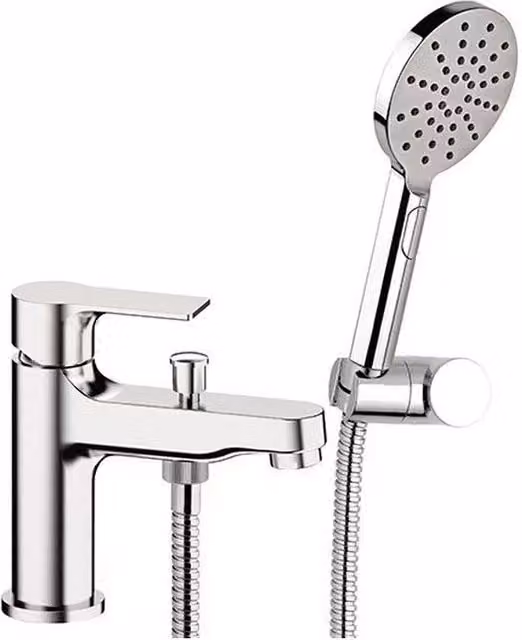 Miscelatore per lavabo con deviatore e doccino serie Energy Remer in ottone cromato argento con leva singola e scarico pop-up