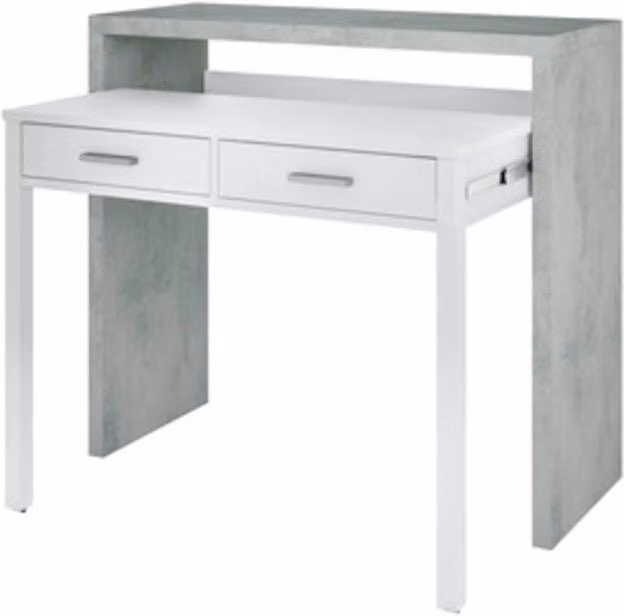 Kit Scrivania Estensibile Fores Habitat Bianco e Grigio L: 99 cm, P: 36 cm, H: 88 cm