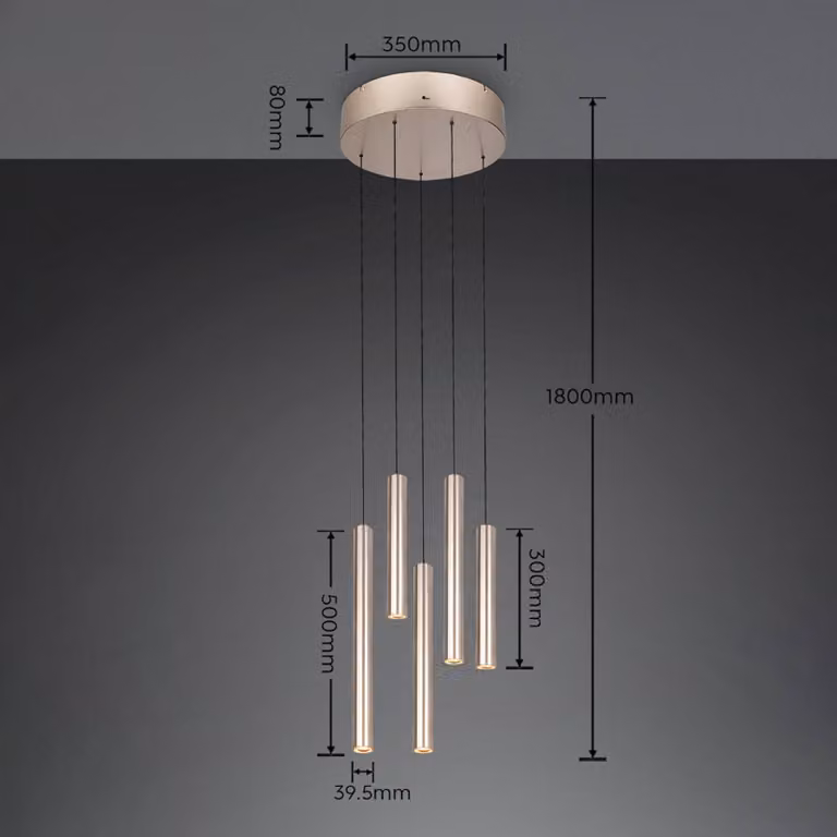 Trio Lighting Lampada a sospensione Arimato, Crema / Ambra, Soggiorno / Sala da pranzo, Metallo, Moderno, Lampada a sospensione