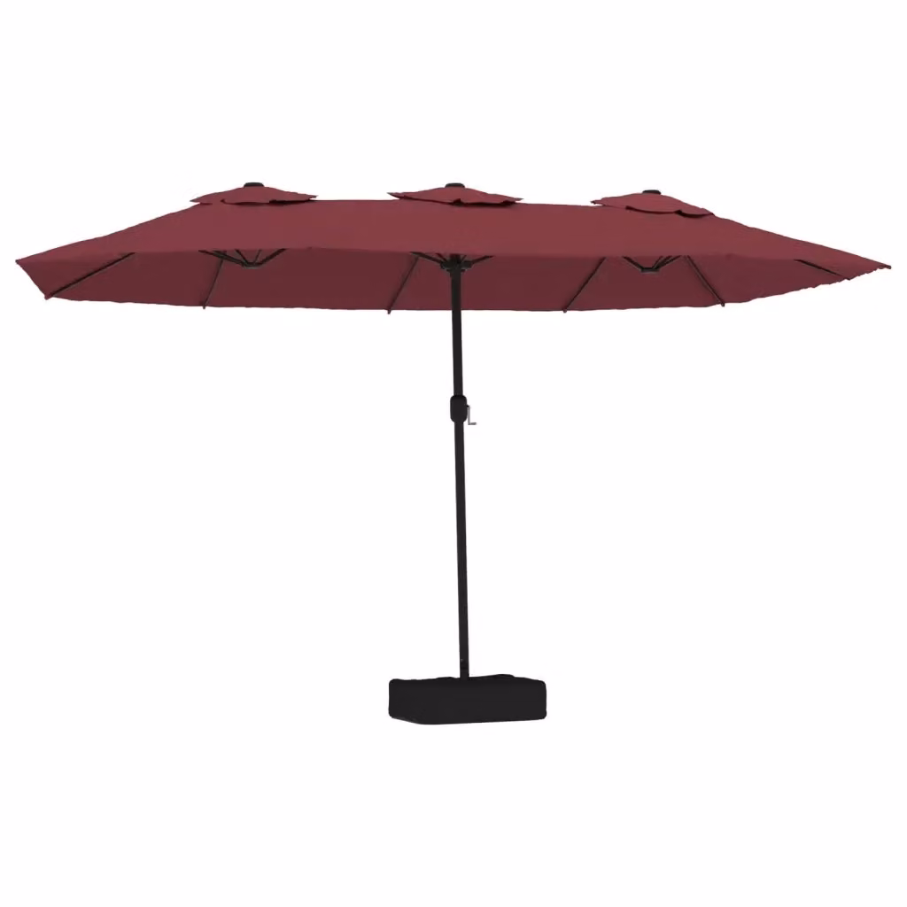 Ombrellone da giardino a doppia testa Videx con braccio cantilever in acciaio e poliestere, colori rosso e grigio, L: 449 cm, H: 245 cm – 2