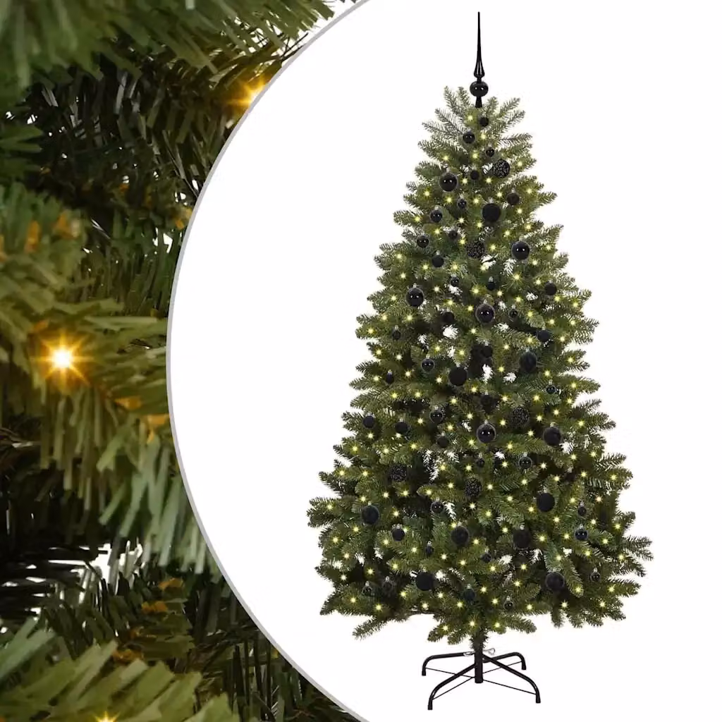 Albero di Natale artificiale moderno vidaXL verde con 300 LED bianco caldo, Altezza: 210 cm – 2