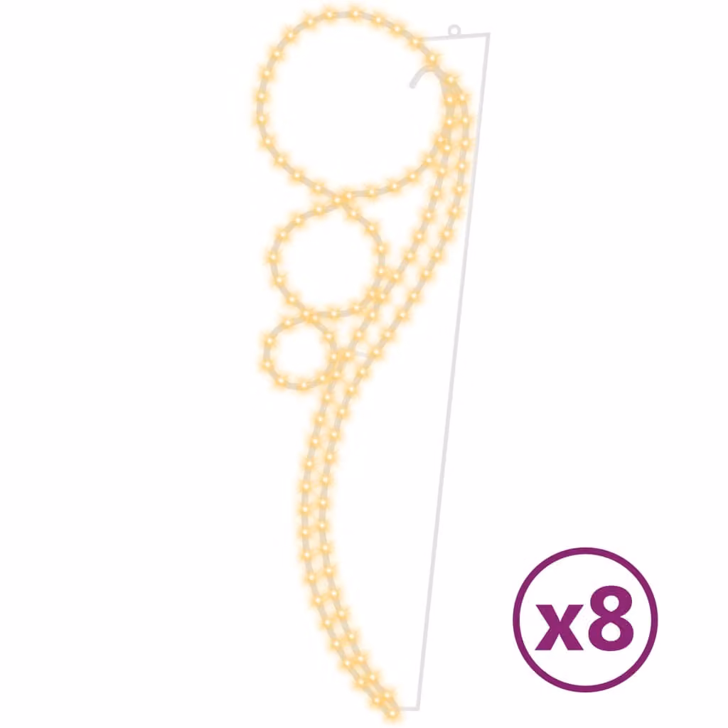 vidaXL Catena luminosa, 8 pezzi, a forma di pallina, bianco caldo, 111,5 x 35 x 4,5 cm