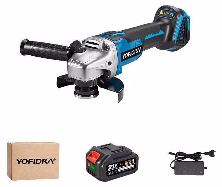 Smerigliatrice angolare, design senza fili, sistema a 4 velocità, 1 set di batterie, 1 set di batterie