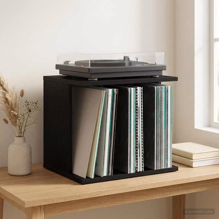 vidaXL Mobile Storage per Dischi in Vinile Moderno in MDF Nero e Marrone L 42 cm x P 33 cm x H 36 cm