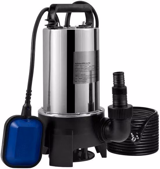 Doppia pompa - Turbina per acque sporche - 1100 W - 230 V - 333 l/min - Grado di protezione IPX8 - Scarico tagliabile - Adatta per piscine e stagni