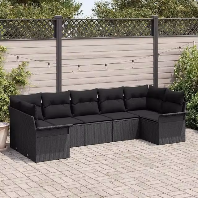 Set Divano da Giardino 7 pz Nero polyrattan 3345513