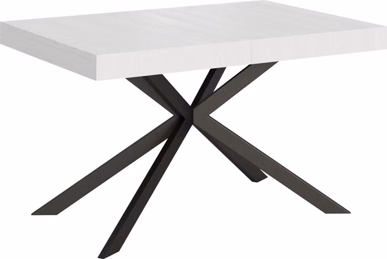 ITYHOME - Tavolo allungabile 130/390x90 cm Plaker bianco frassino gambe antracite