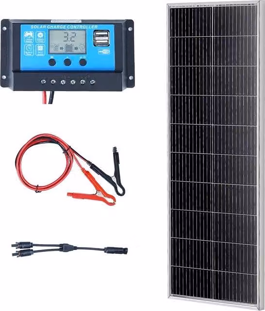 VEVOR Modulo solare monocristallino da 100 W, pieghevole, impermeabile IP67, con 1 coppia di cavi MC4 e uscita a 12 V DC, per camper, escursioni, pesca, lavori off-grid, ecc.
