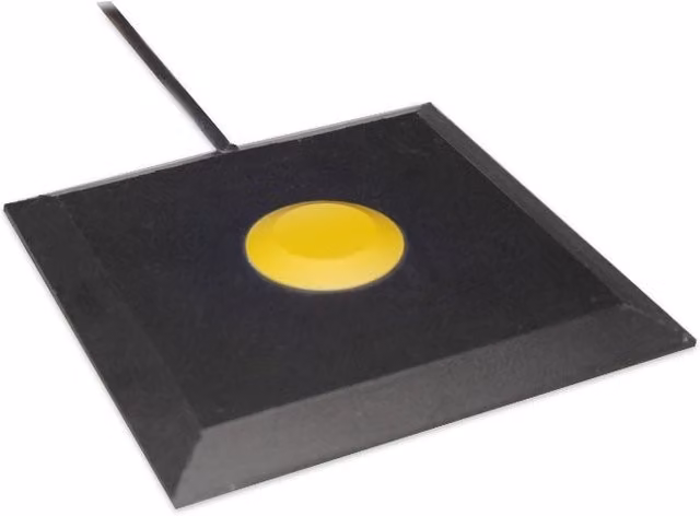 Pulsante piatto Bircher ES-BUTTON nero per il controllo delle macchine L: 15 cm x P: 15 cm