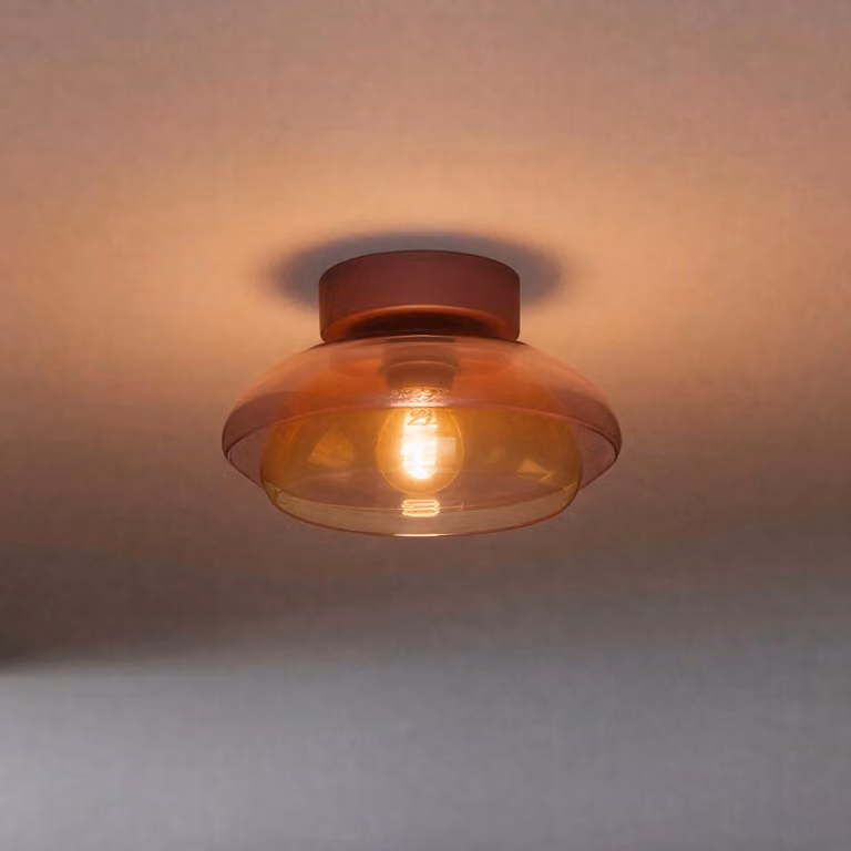 EGLO Plafoniera soffitto Salesiani, dimmerabile, Rosso, Soggiorno / Sala da pranzo, Vetro, Moderno, Plafoniera