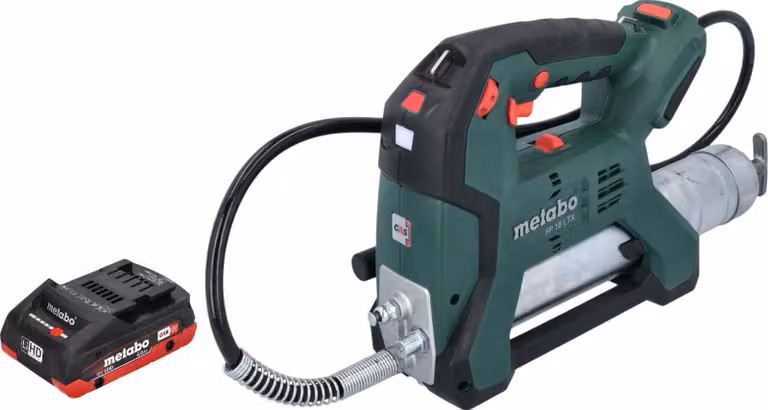 Pompa per grasso a batteria Metabo FP 18 LTX 18 V 690 bar + 1x batteria LiHD 4,0 Ah - senza caricabatteria