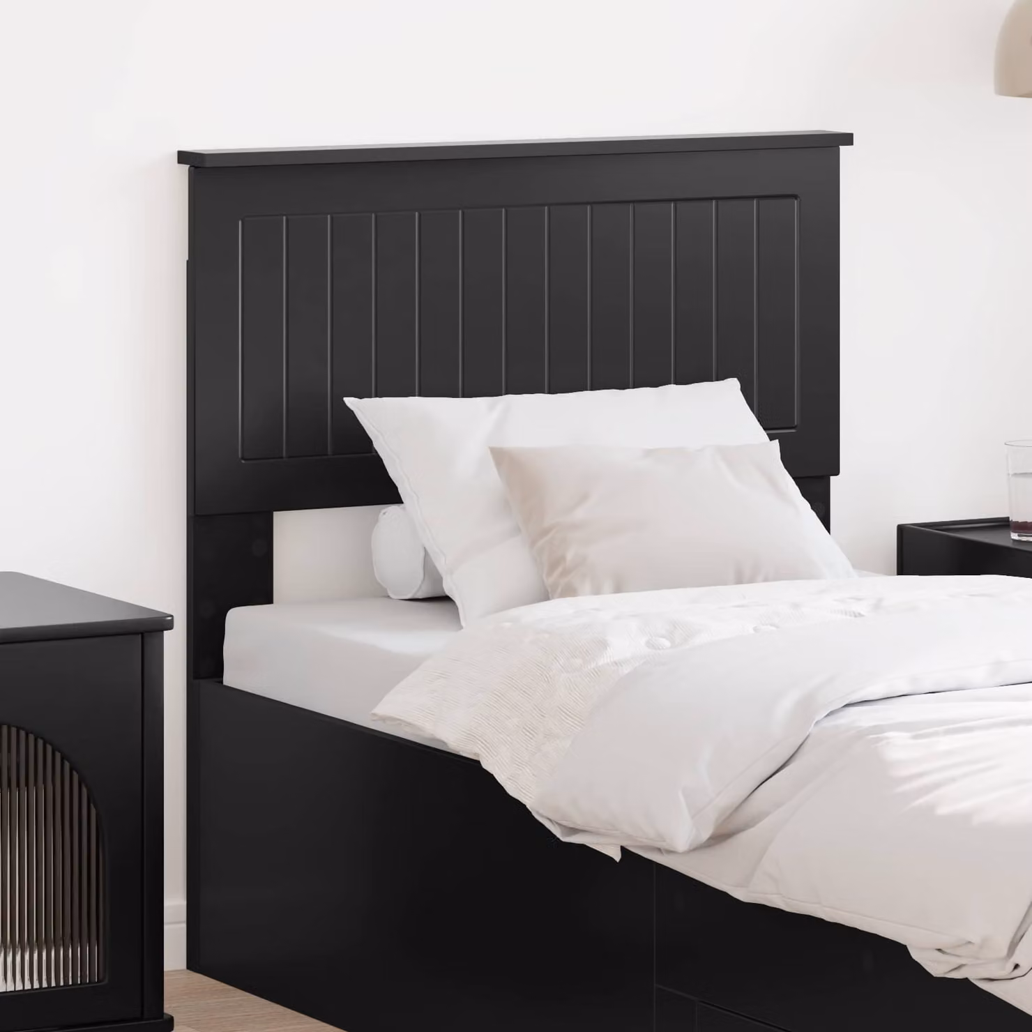 Testiera per letto moderna vidaXL in legno ingegnerizzato nero opaco