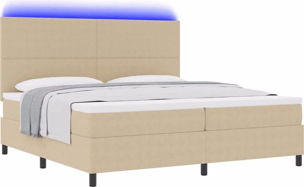Letto a Sorgente LED Grigio chiaro e bianco 200 x 200 cm