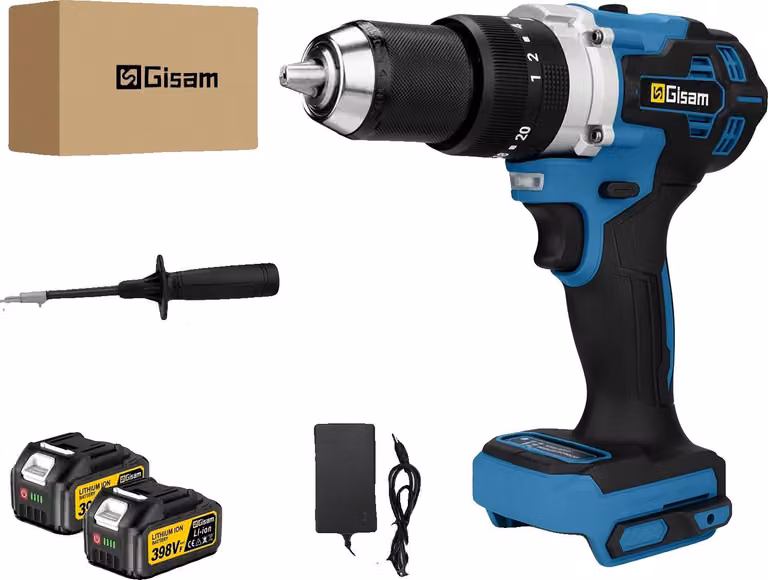 Trapano a percussione, motore brushless, coppia elevata, 2 batterie