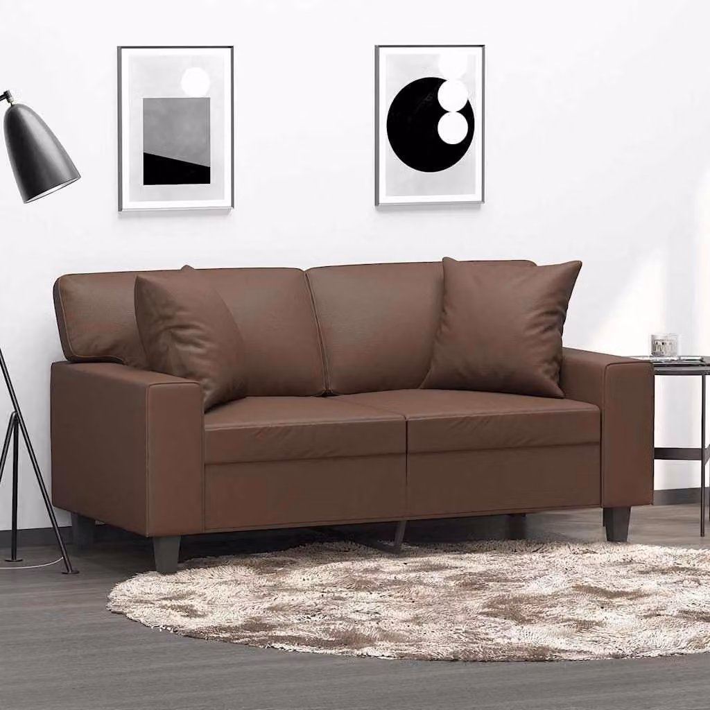 Set di 2 cuscini decorativi quadrati vidaXL in similpelle marrone, L 40 x P 40 cm