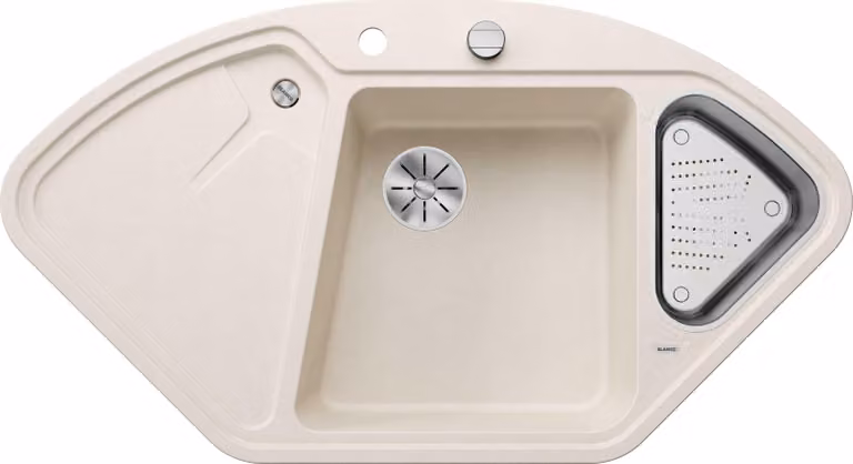 Lavello in granito Blanco Blancodelta II con scarico telecomandato e accessori, nero (525867)