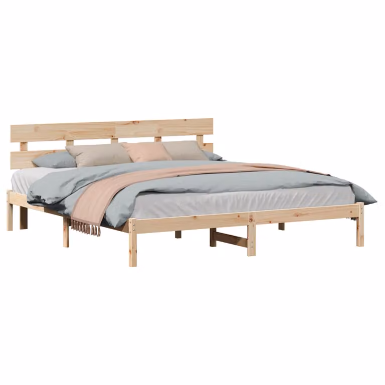 Struttura del letto moderna vidaXL in legno massello di pino marrone 200 x 200 cm