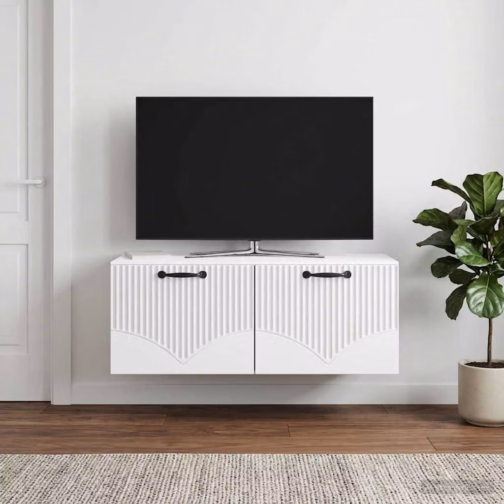 vidaXL Mobile Porta TV da Muro Bianco Moderno in MDF L: 78,5 cm, P: 41 cm, H: 30 cm