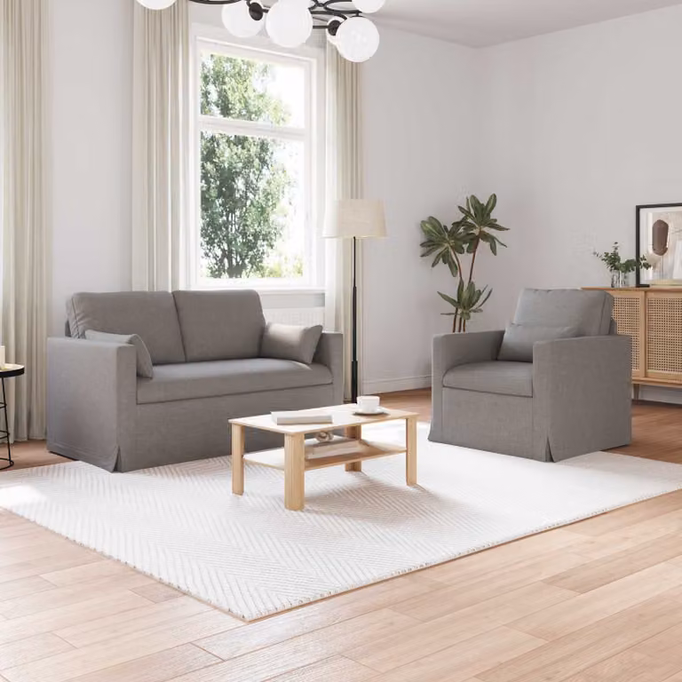 Set di 2 divani vidaXL Talpa a forma di L in tessuto beige e grigio L: 139 cm, P: 78 cm, H: 80 cm