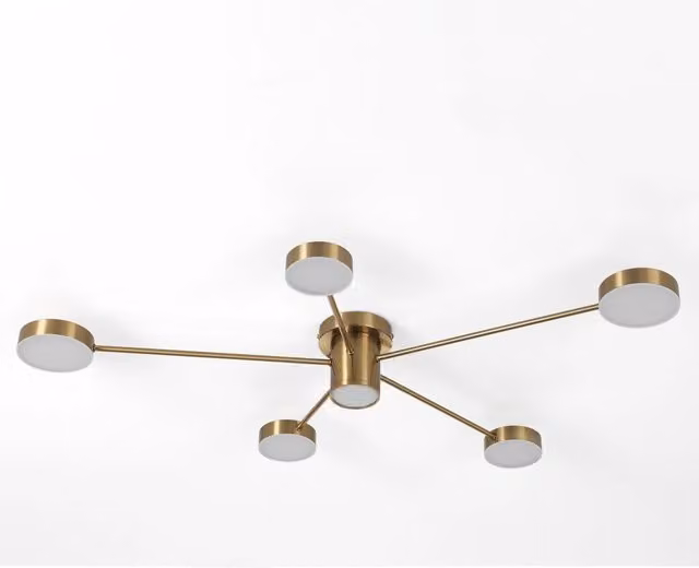 Lampadario a soffitto ORESTELUCHETTA in metallo color oro otticato con LED, L: 100 cm, P: 70 cm, H: 13 cm
