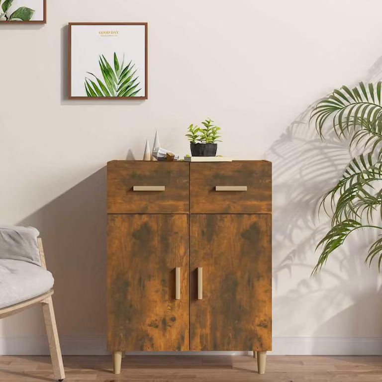 Credenza vidaXL in Legno Rovere Fumo per Soggiorno, L 69,5 cm x P 34 cm x H 89 cm