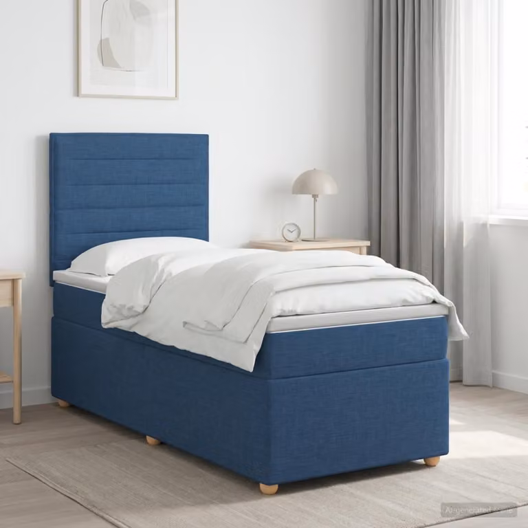Maison Exclusive - Letto boxspring con materasso e testiera Blu 90 x 190 cm Tessuto