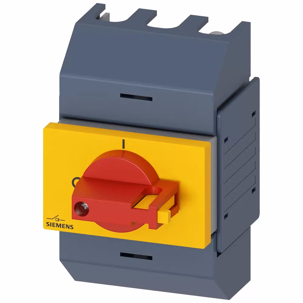 Sezionatore Siemens 32 A, serie 01, a 3 poli, azionamento frontale centrale, unità completa 3KD02332KG203