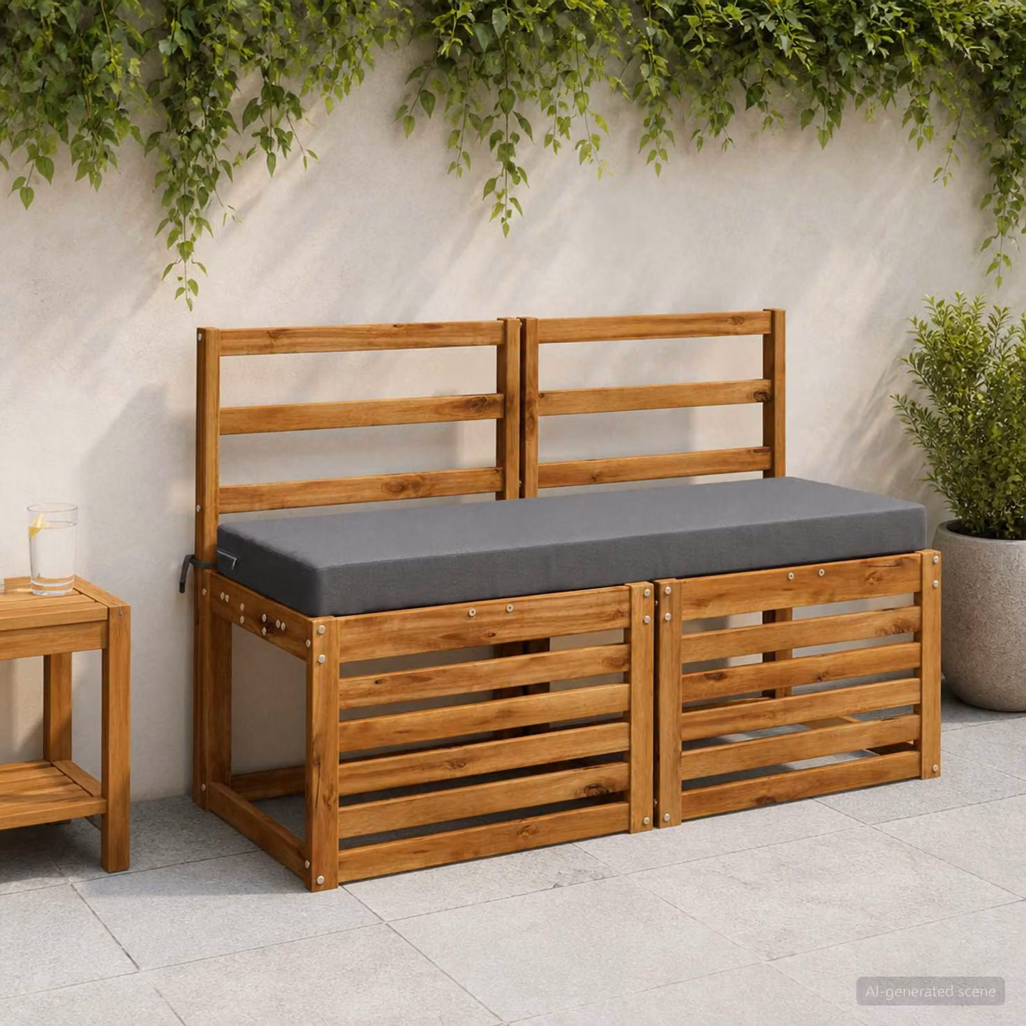 Cuscino per panchina vidaXL SOEST rettangolare in poliestere grigio con rivestimento rimovibile e resistente ai raggi UV