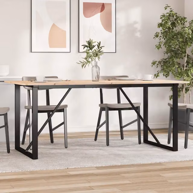 Tavolo da pranzo rettangolare vidaXL in legno di pino e metallo marrone L: 180 cm, P: 90 cm, H: 75 cm