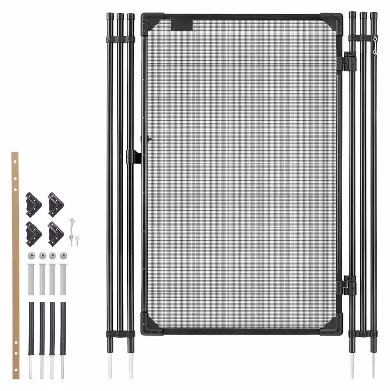 Cancello per piscina - Set cancello di sicurezza - Dimensioni 1,2 x 0,75 m - Chiudibile a chiave - Sicurezza per bambini - Catenaccio in metallo - Rete in PVC 352 g/m² - Per piscine - Nero