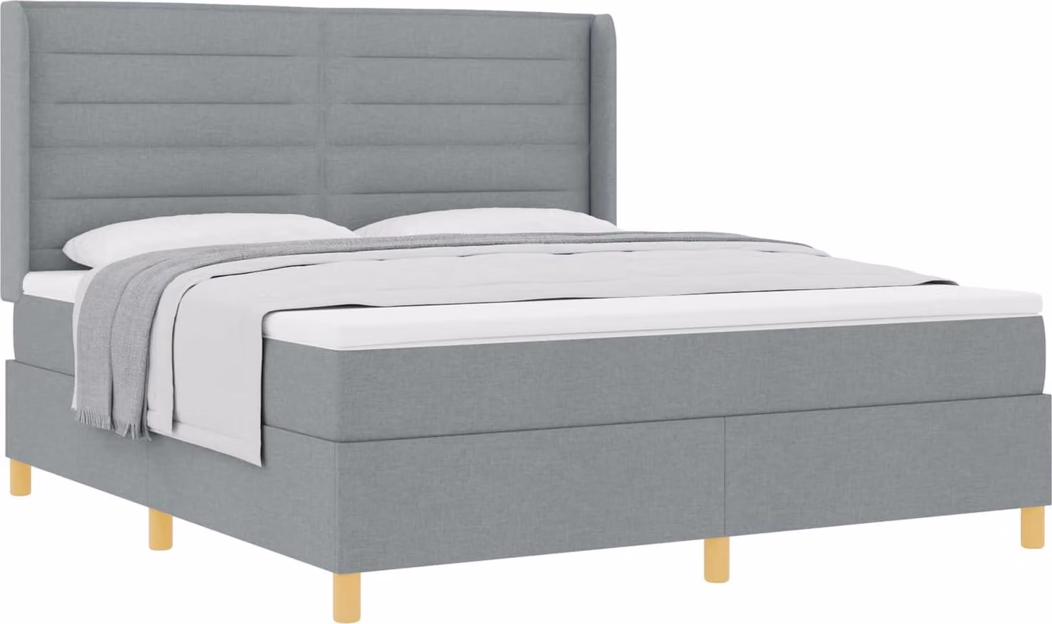 Letto a molle con materasso Grigio chiaro 180 x 200 cm Tessuto