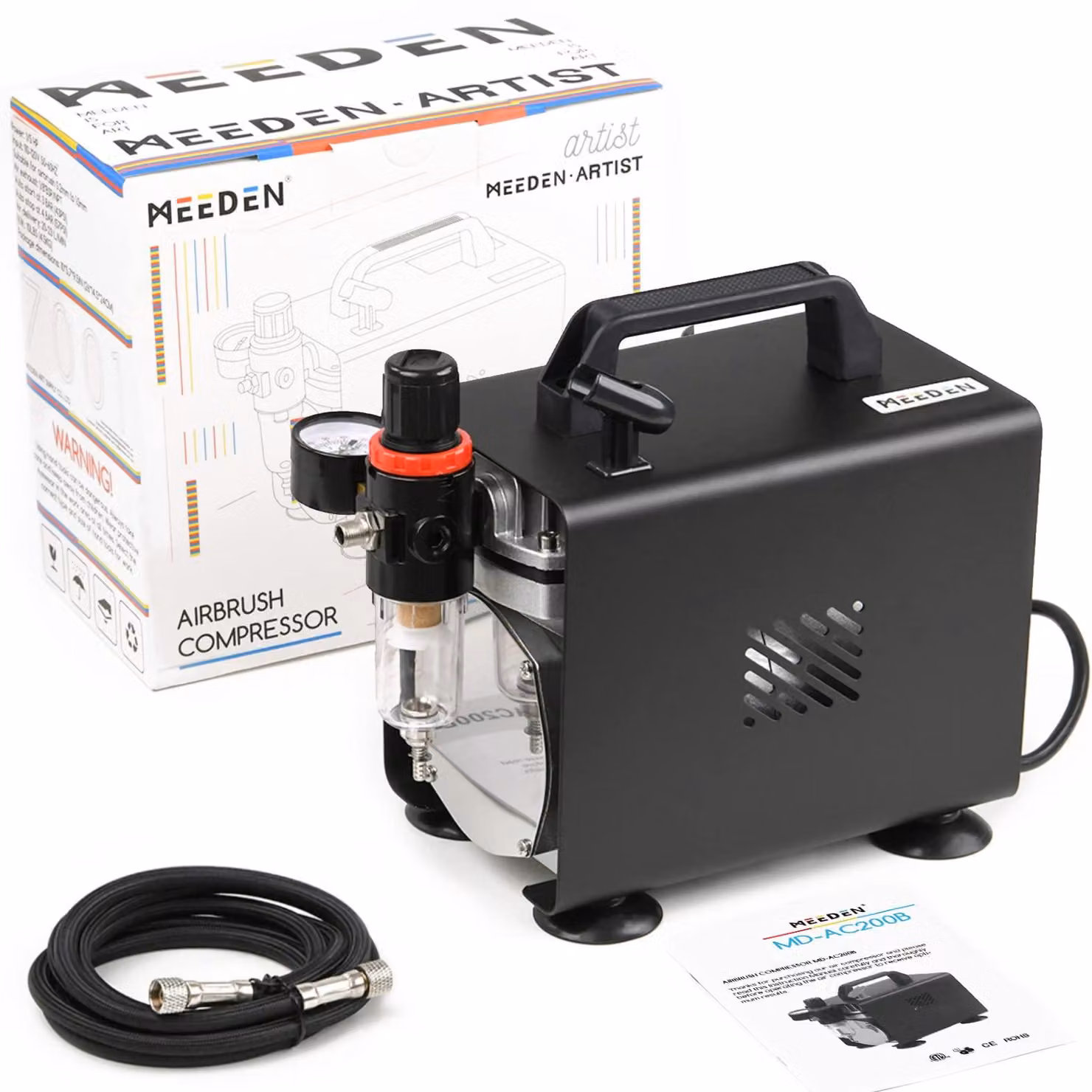 Compressore per aerografo, 23 litri/min, 47 dB, 1/5 HP, con accessori