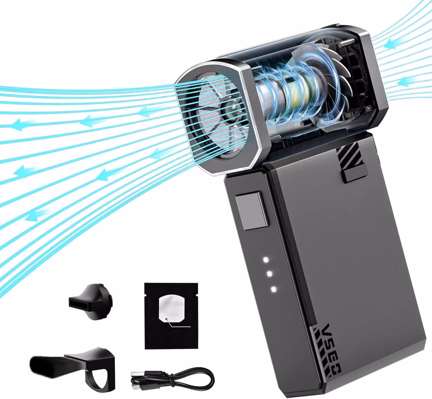 Soffiatore d'aria elettronico portatile, aspirapolvere a pressione d'aria ricaricabile, 100000 RPM, mini soffiante turbo portatile per auto, fotocamera, obiettivo, tastiera