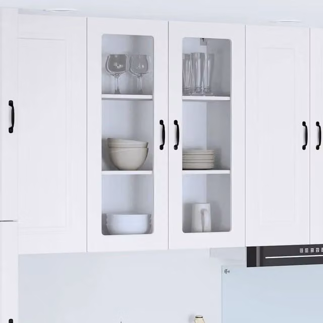 Pensile da cucina moderno vidaXL bianco con ante a battente in legno L: 80 cm, P: 31 cm, H: 100 cm