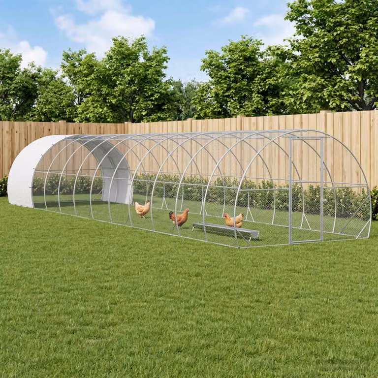vidaXL Pollaio Argento 1200 x 300 x 200 cm Acciaio zincato