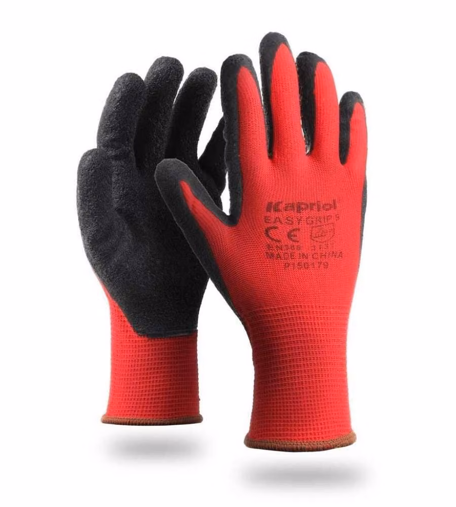 Kapriol Guanti Easy Grip Taglia 10 - Guanti Lavoro Precisione - Nylon e Latex Rosso e Nero