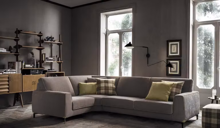 Italienische Eckcouch Sofa Couch Sofas Couchen Eck Garnitur Möbel Stoff Textil
