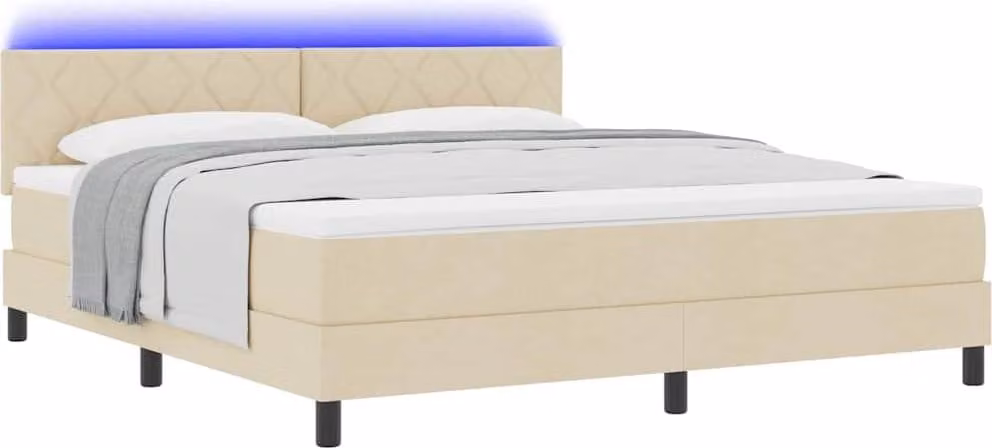 Letto a molle con materasso crema 180 x 200 cm in tessuto
