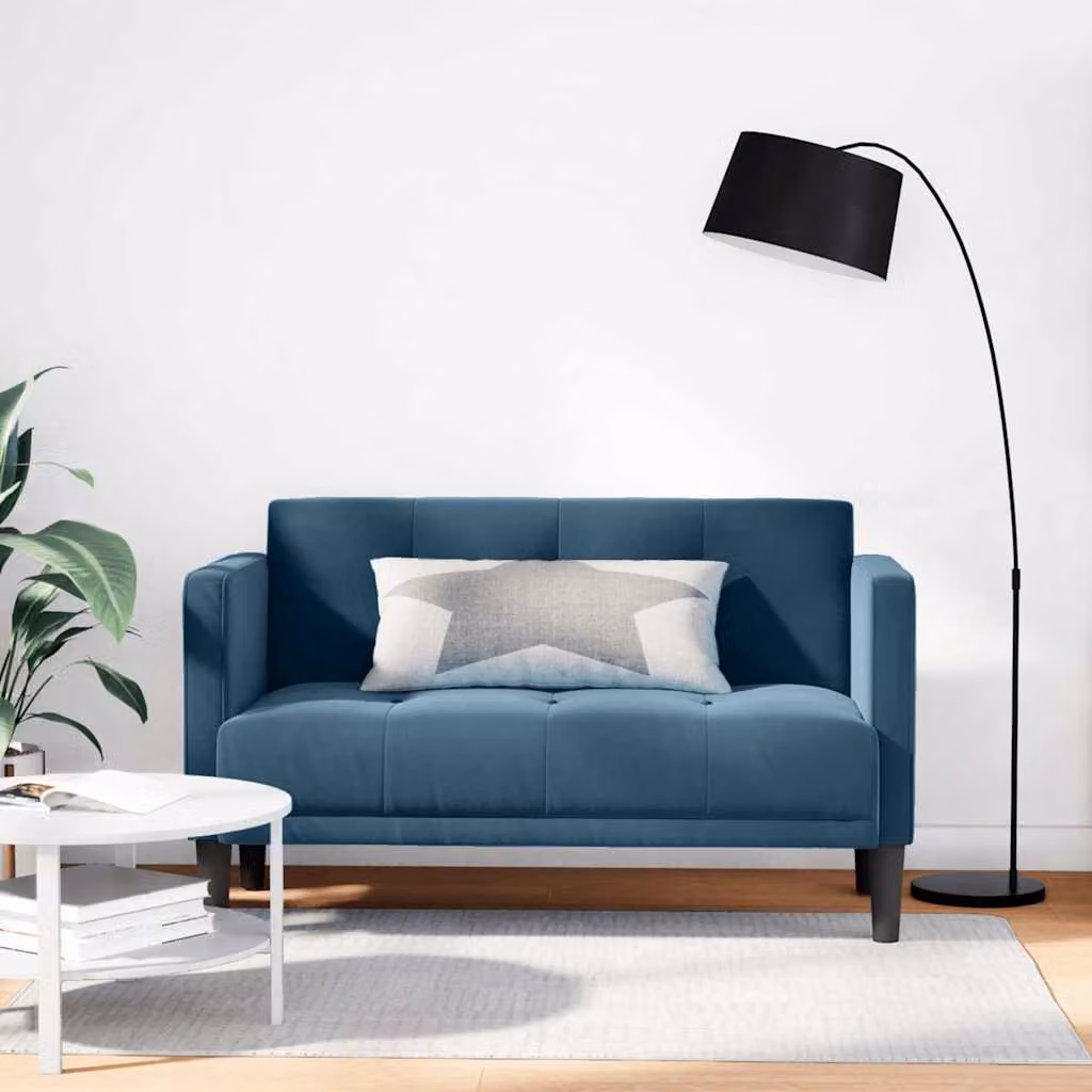 Divanetto moderno vidaXL in velluto blu, L: 111 cm, P: 67 cm, H: 74,5 cm