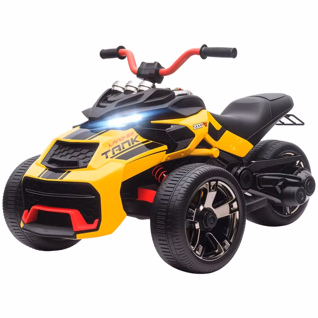 Triciclo Elettrico per Bambini XYLO Giallo con Retromarcia, Luci LED e MP3 per Età 3-8 Anni – 2